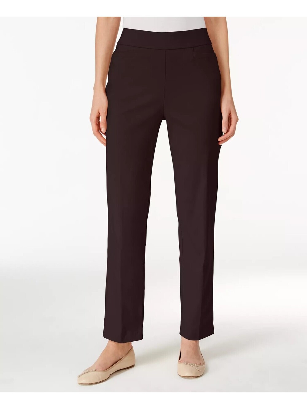 Alfred Dunner Petite Pull-On Straight-Leg Pa Brown 14P